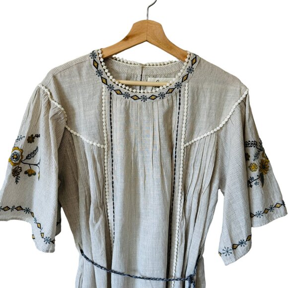 Layerz Clothing Wander Dress Cover Up Lightweight Gauzy Sheer Boho Embroidery - Picture 3 of 16